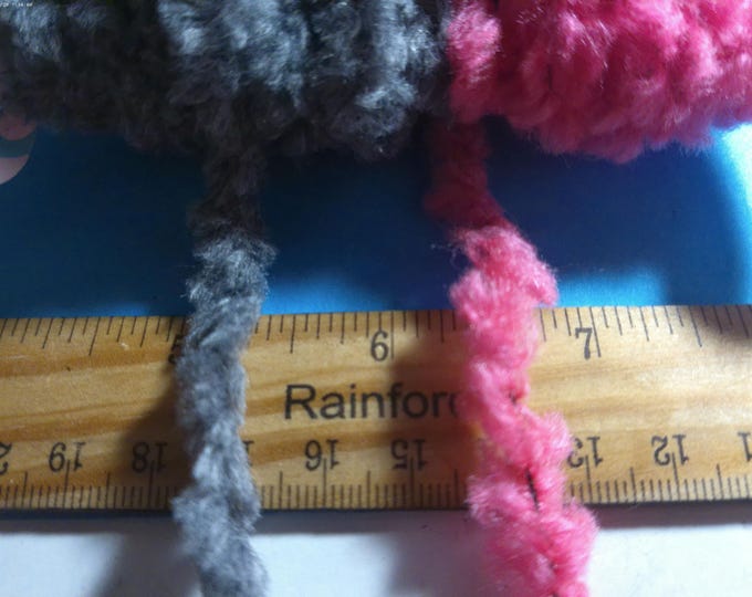 BASEMENT BARGAIN~Wool Blend Faux Fur Trim Bundle~Six Yards~Pink/Gray