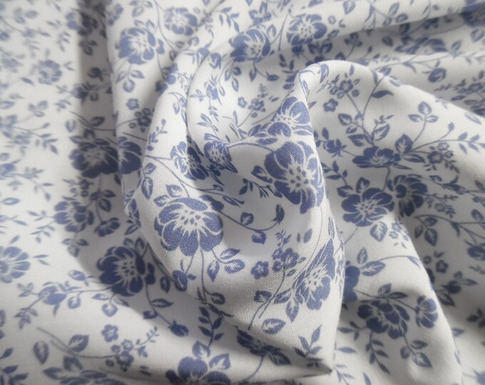 END OF LINE! Small Floral Blue Danube~Rayon Challis~12"x58"