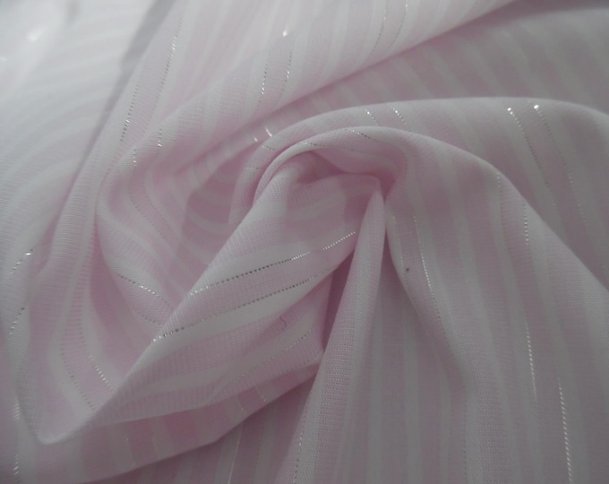 Small Stripes~Pink and White~Touch of Glitz~Cotton Lawn~12"x46"~Great Doll Fabric