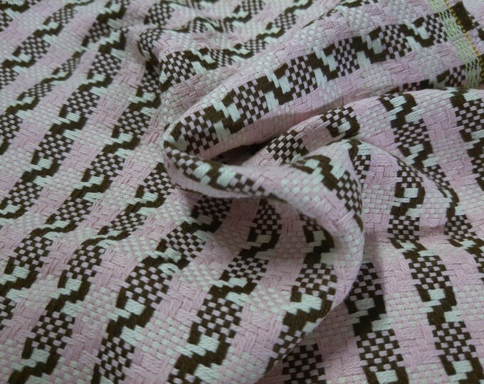 BASEMENT BARGAIN! Basketweave Cotton Suiting~Pink/Black/White~12"x30"~Doll Fabric