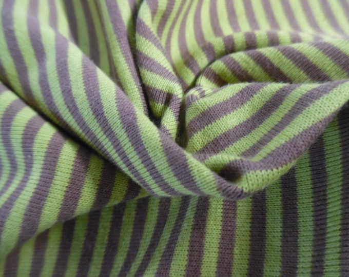 Tiny Stripe Jersey~Eggplant and Lime Green~Doll Fabric~12"x33"~Great 4 stockings, socks, leggings, ect.