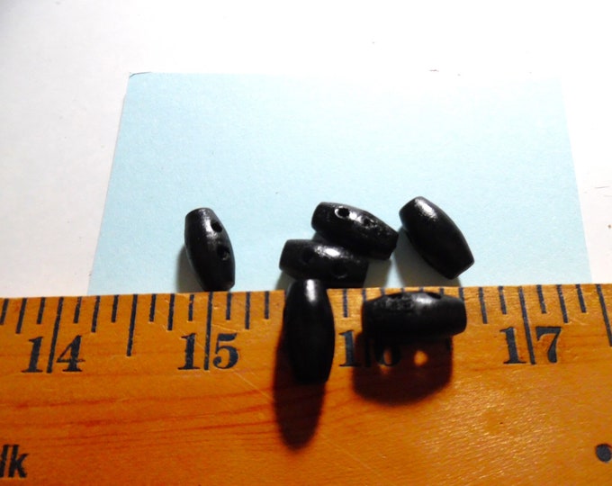 NEW! All Wood Black Toggle Buttons~9/16"x1/4"~Great for Coats and Capes~Set of Six~Doll Buttons