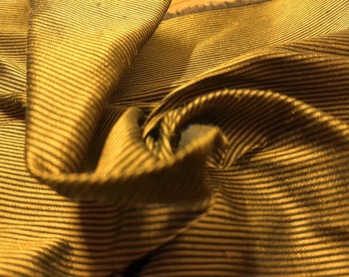 100% Silk Dupioni~Mini Micro Stripes~Gold/Black~9"x27"~Doll Fabric