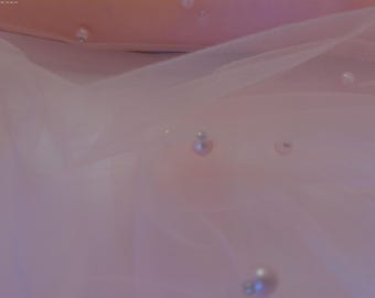 Studded Pearl Nylon Tulle Netting~Pink on Pink~18"x33"