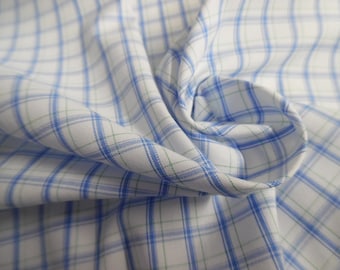 Small Plaid~Blue/Green/White~Pima Cotton Lawn~12"x60"~Great Doll Fabric