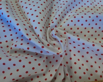 Cotton Poplin~Lt. Weight~Tiny Red Dots on White~18"x44"~Doll Clothes