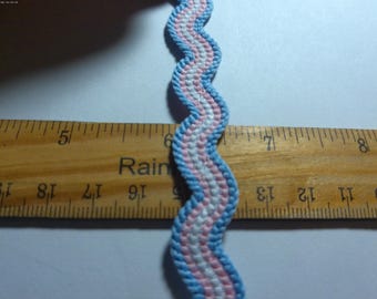 Novelty Wave Braid~Pink/Blue/White~5/8"x3.5 Yards