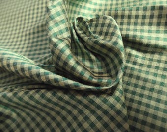 High End Silk Dupioni Taffeta~Micro Check~Shades of Green~9"x27"~Doll Fabric