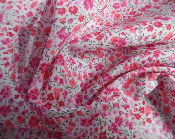 LAST PIECE! Liberty of London Tana Lawn~PHOEBE~Cerise/Charm Pink/White~12"x27"~Doll Fabric~Miniatures