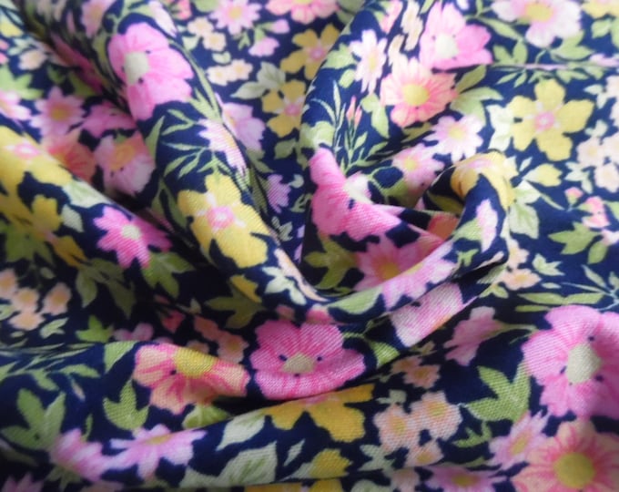 Rayon Challis~Multi Color Flower Garden ~18"x28"~Doll Fabric~Flapper