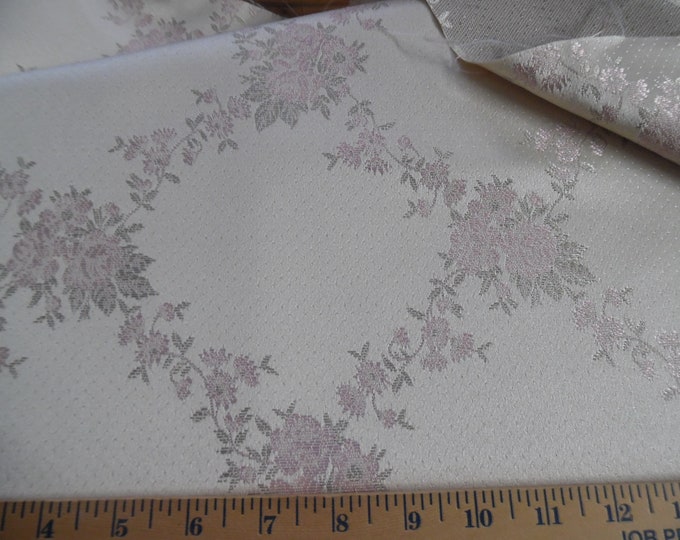 Satin Damask Brocade~Floral Grid~Rose/Sage/Cream~18"x29"~Trunk Liner~Queen Anne Dolls