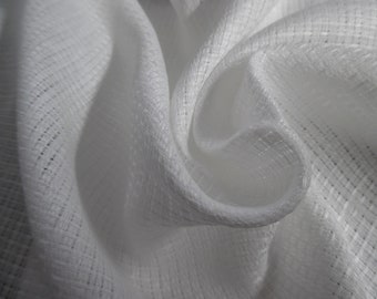 REDUCED! Novelty Basket Weave 100% Linen~Pearl White~Light Weight~Semi Sheer~12"x29"~Doll Fabric