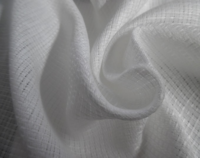 Novelty Basket Weave 100% Linen~Pearl White~Light Weight~Semi Sheer~12"x29"~Doll Fabric