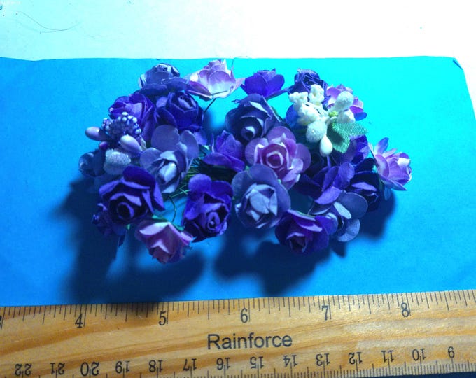 New Combo! Mulberry Paper Roses and Stamen Assortment~Shades of Purple~26 Pieces~Great For Doll Hats!