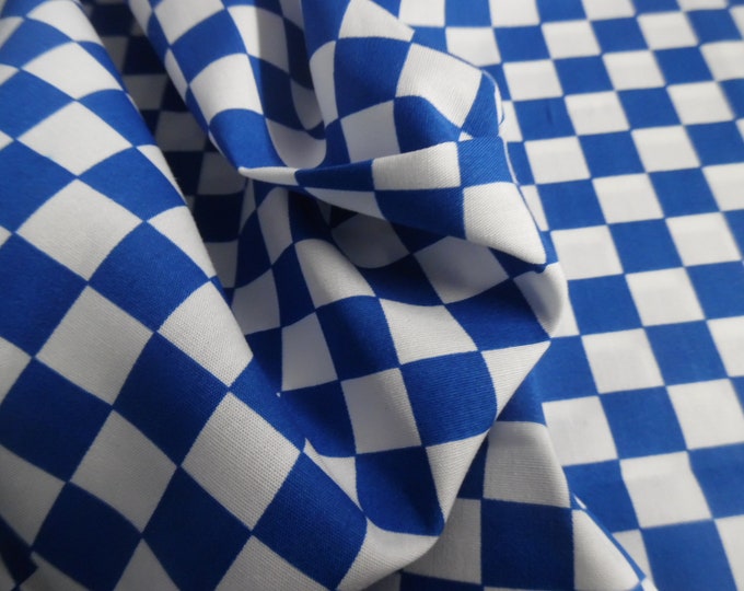 Zany Checkerboard Print~Royal Blue & White~Lt.Weight Cotton~16"x29"~Doll Fabric
