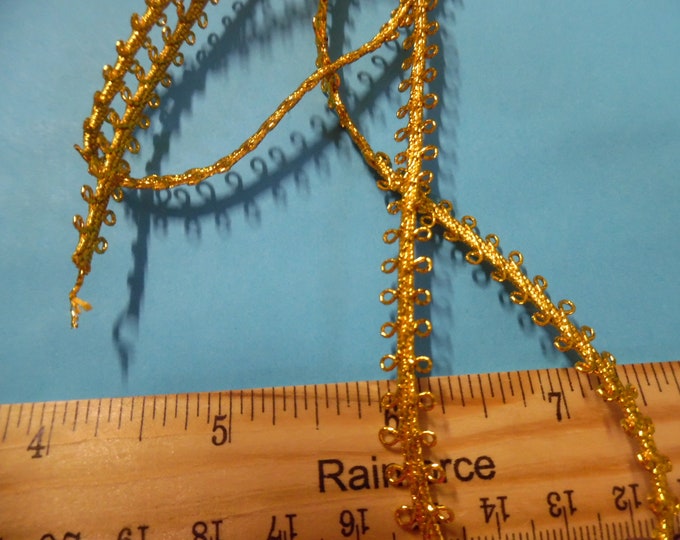 Picot Loop Edge Braid~Metallic Yellow Gold~3/8"Wide x Two Yards