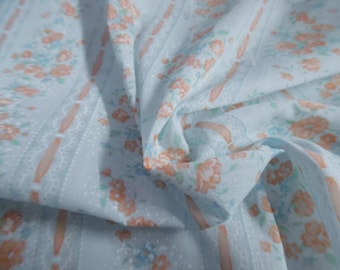 BASEMENT BARGAIN! Vintage Floral Stripe Cotton Blend~22"x45"~Great Doll Fabric