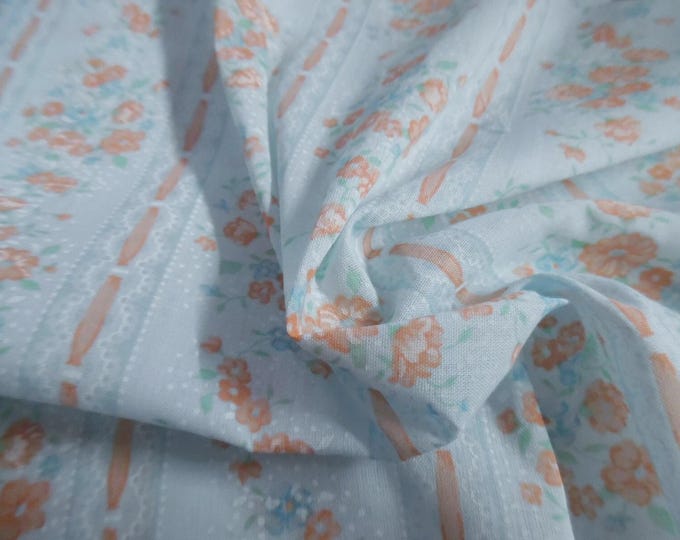BASEMENT BARGAIN! Vintage Floral Stripe Cotton Blend~22"x45"~Great Doll Fabric