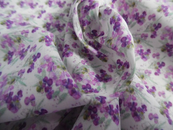 Micro Violet Sprays~Shades of Purple and Green on White~Custom Printed~12"x27"~Doll Fabric~Miniatures