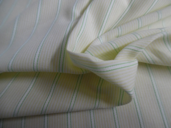 BASEMENT BARGAIN! Jacquard Ribbon Stripe Cotton Lawn~Yellow/White/Green~18"x30"~Doll Fabric