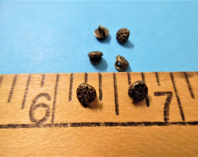 Tiny metal shank doll buttons~hammered dome~4MM~Antique Bronze~Set of Ten~Modern, Antique & Vintage Dolls