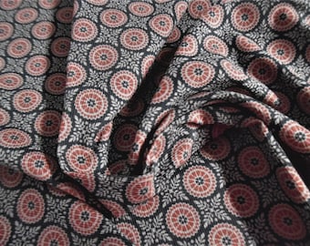 100% Cotton Babywale Cord~Small Mosaic Tile Print~Terra Cotta/Black~12"x30"