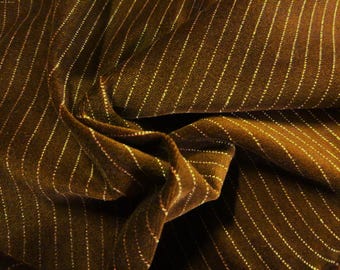 LAST! Cotton Velveteen~White Pinstripes on Dark Brown~18"x22"