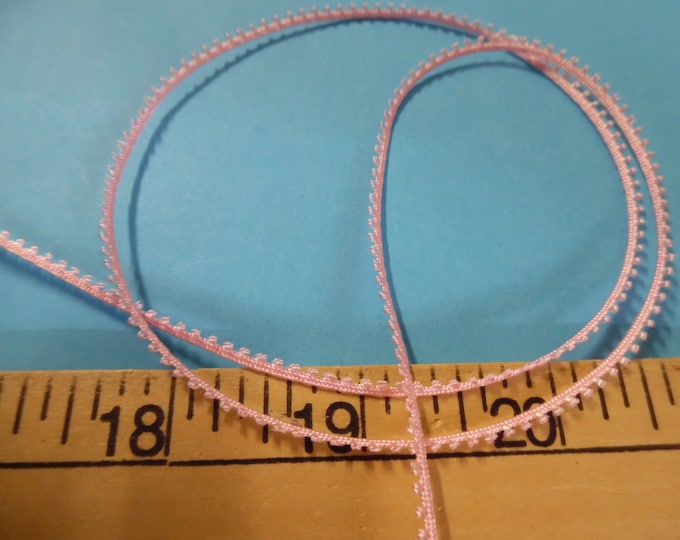 Micro Picot Eyelash Braid~100% Rayon~1.5MM~Baby Pink~3 Yards~Miniatures~Doll Dress and Hat Trim!