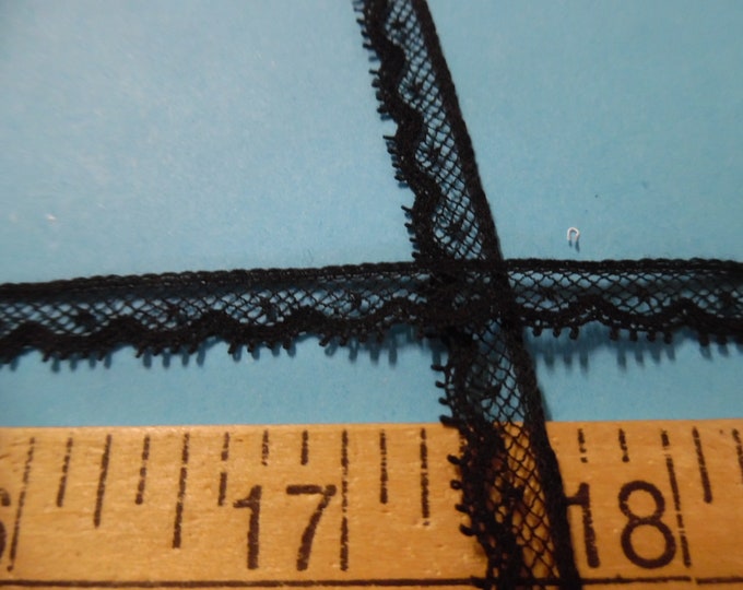 French Val Lace~Black~Cotton~5/16" wide~Capital Imports~BY THE YARD~Doll lace~Heirloom Sewing