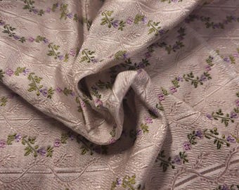 100% Silk Brocade~Miniature Scale Floral Swags~Purple/Green/Lavender~19"x20"~Japan