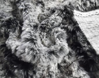 LAST PC! Soft Silky Minky Faux Fur~Animal Print~Black/White/Gray~12"x31"~1/2" Pile~Coat & Hat Trim~Coats~Capes~Hats~Muffs