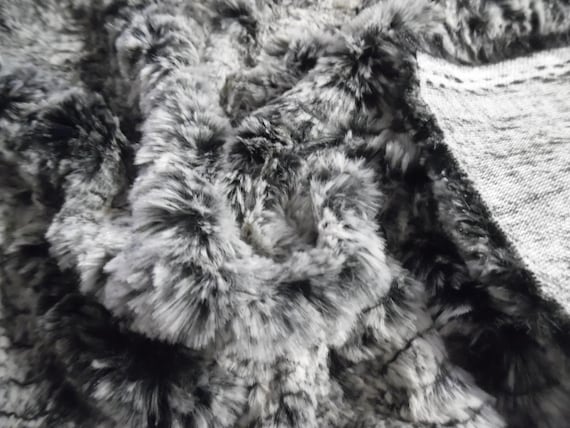 Soft Silky Minky Faux Fur~Animal Print~Black/White/Gray~12"x31"~1/2" Pile~Coat & Hat Trim~Coats~Capes~Hats~Muffs