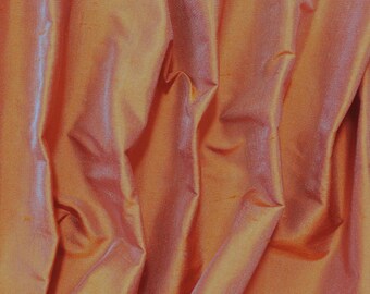 Silk Shot Dupioni Taffeta~"MELON"~Orange/Sky Blue~9"x28"~Doll Fabric