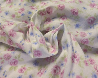 Cotton Tissue Jersey Knit~Small Floral~Tiny Roses~Pink/Lavender/Green/White~18"x34"