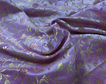 Silk Blend Satin Brocade~Allover Florals~Shades of Pink~10"x21"