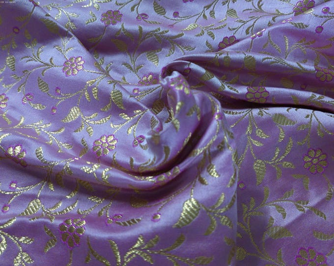 Silk Blend Satin Brocade~Allover Florals~Shades of Pink~10"x21"