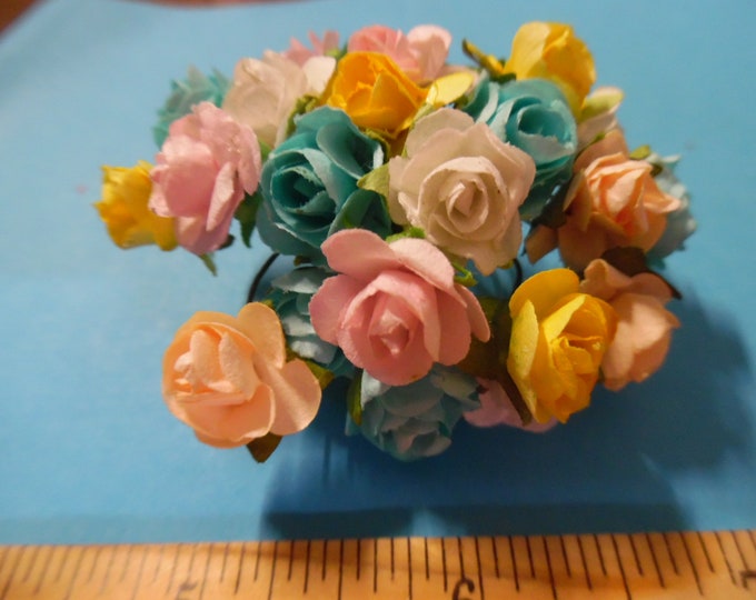 Smaller Scale Mulberry Paper Roses and Stamens~Multiple Colors~Great For Doll Hats!