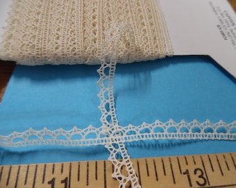 French Cotton Lace~3/8"~Ecru~TWO YARDS~Doll Trim~Heirloom Sewing~Lace S-2