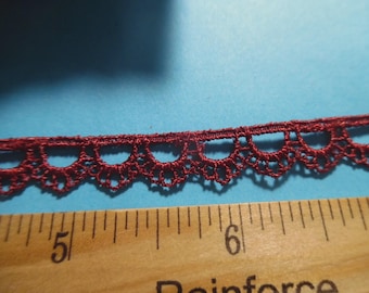 Tiny Wine Venise Lace~3/8"~Delicate Doll Trim~BTY