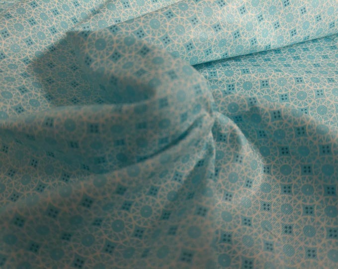 Vintage Light Weight Polished Cotton~Tiny Pattern~Shades of Aqua/White~18"x36"~1950's Dolls