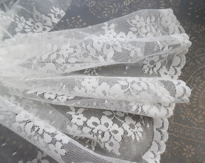 Soft Nylon Lace Fabric~Finished Selvage~Ivory~36"x26"~Angels & Bride Dolls!