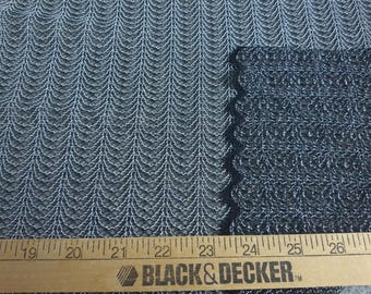 Lacy Sweater Knit~Black/Silver~Reversible~Sheer/Slinky~Finished Selvage~18"x29"