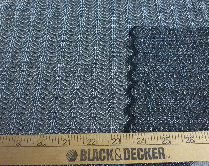 Lacy Sweater Knit~Black/Silver~Reversible~Sheer/Slinky~Finished Selvage~18"x29"