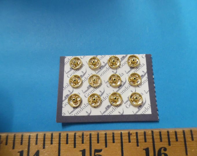 Small Size~Sew On Snaps For Doll Clothing~GOLD~12 Sets~6MM