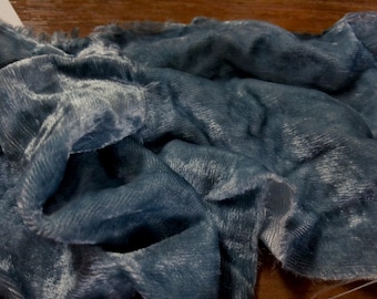 BASEMENT BARGAIN! Crushed Silk Velvet Remnant~French Blue~14"x22"