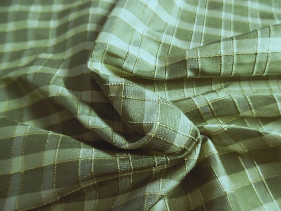 LAST! Small Textured Plaid Silk~Green/White~18"x28"