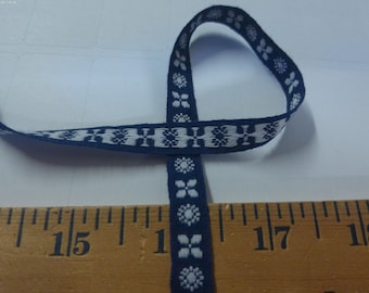 Vintage Cotton Ribbon/Braid~Navy/White~3/8"~BTY~Doll Dress and Hat Trim