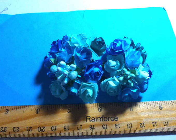 New Combo! Mulberry Paper Roses and Stamen Assortment~Shades of Aqua Blue~26 Pieces~Great For Doll Hats!