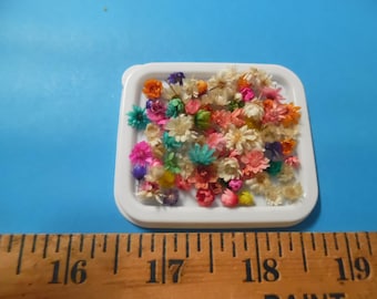 Micro Tiny Straw Flowers~Multi Colors~50-60 Pieces~Great For Miniature Doll Hats
