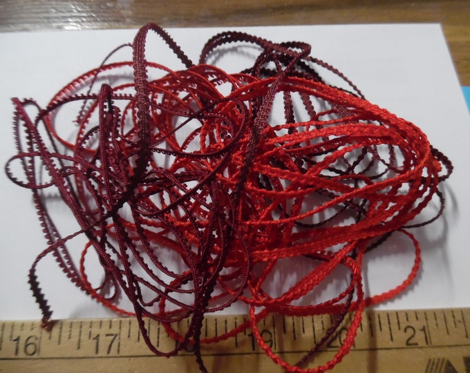 Tiny Braid Assortment~1/8"~Shades of Red~100% Rayon~4 Types~8 Yards~Doll Dress and Hat Trim!